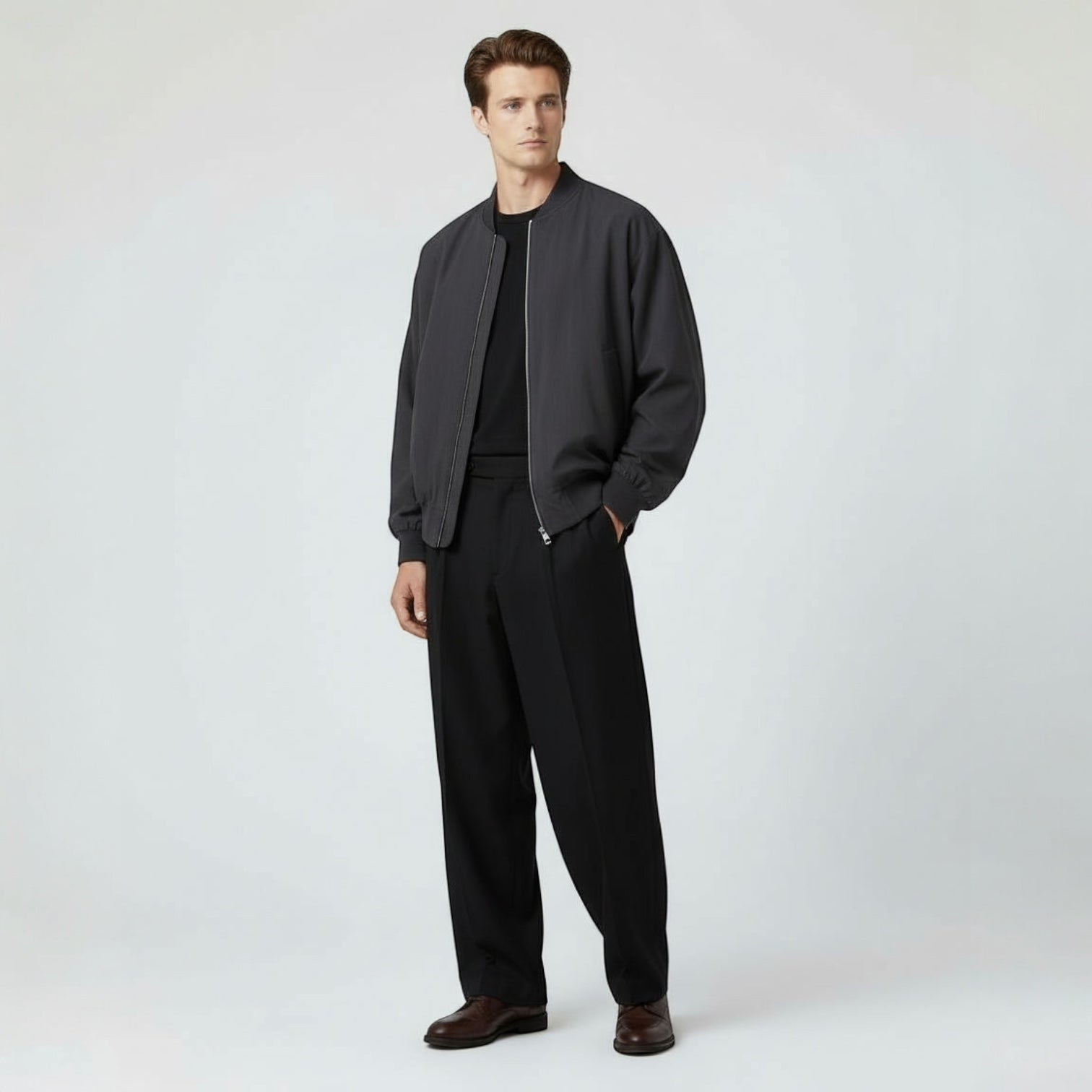 Wide-Leg Hose für Herren mit Bundfalten