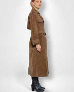 Bodenlanger Wintermantel für Damen mit Gürtel und Reverskragen