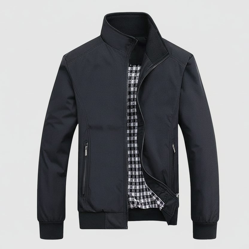 Leichte Blouson Jacke für Herren mit hohem Kragen und gestreiften Bündchen