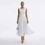 Plissiertes Midikleid für Damen als Hochzeitsgast mit Drapierung
