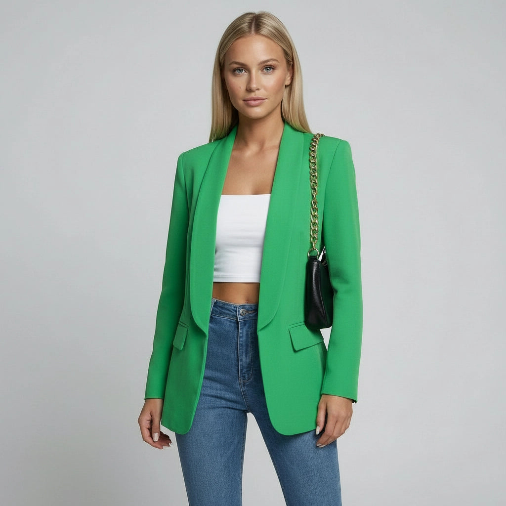 Taillierter Damen Blazer mit fließendem Schalkragen im klassischen Schnitt