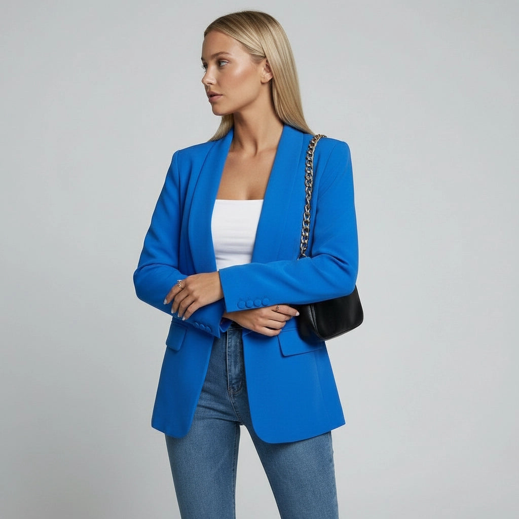Taillierter Damen Blazer mit fließendem Schalkragen im klassischen Schnitt
