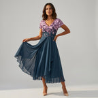 Maxikleid für Hochzeit aus Tüll mit Blumen Applikation