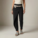 High Waist Hose für Damen mit Gürtel im eleganten tapered Schnitt mit Wickel Optik