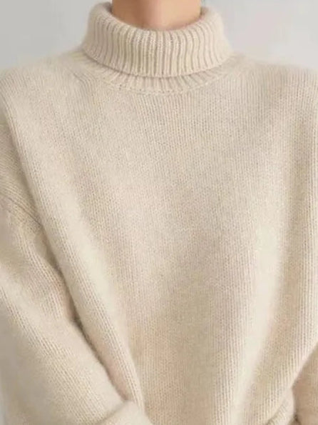 Strick Pullover für Damen mit Kragen und breiten Rippbündchen