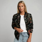 Leichte bunte Jacke für Damen mit Bündchen und Reißverschluss