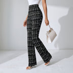 Elegante Schlaghose für Damen mit ausgestelltem Bein im Tweed-Look schwarz Schwarz 1