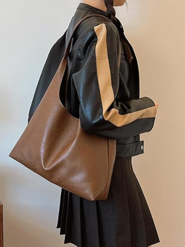 Schultertasche Damen aus Leder mit geräumigem Innenraum 1