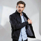 Leichte Blouson Jacke für Herren mit hohem Kragen und gestreiften Bündchen
