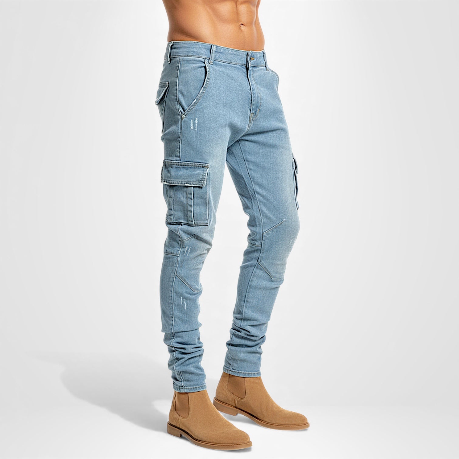 Slim-Fit Cargo Jeans für Herren mit Multifunktionalen Taschen