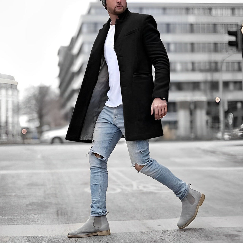 Slim-Fit Herrenjacke mit Reverskragen und Knopfverschluss 1