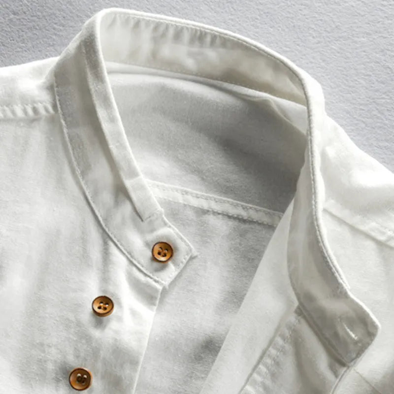 Slim Fit Herrenhemd mit Stehkragen und langen Ärmeln 5