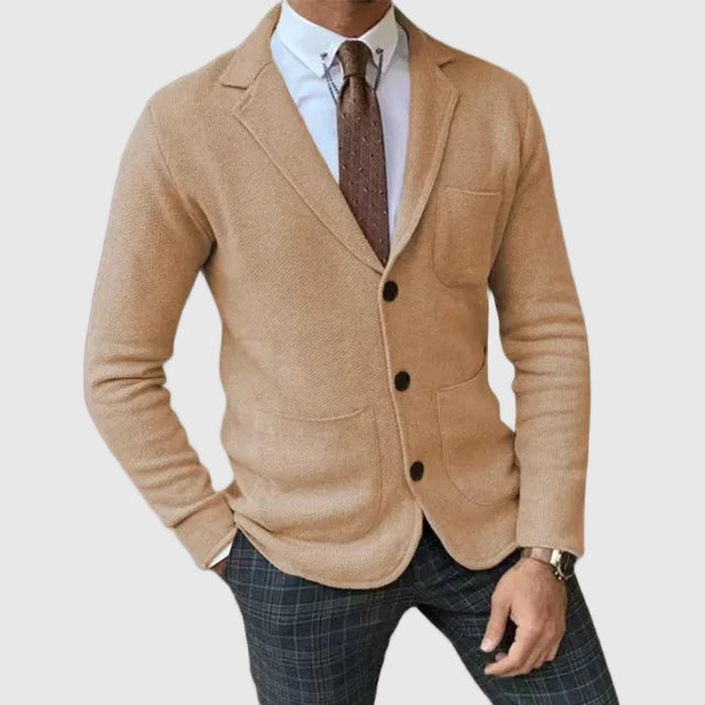 Strickblazer für Herren im Slim Fit mit Reverskragen 0