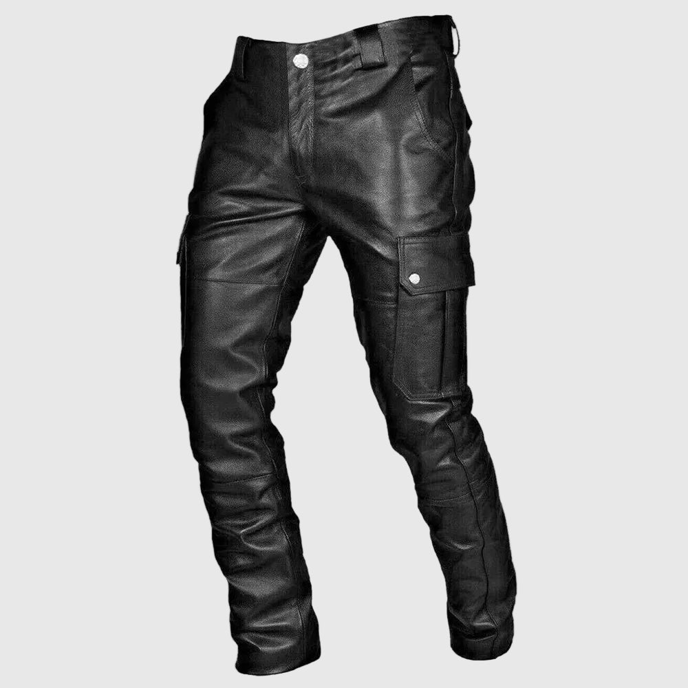 Stylische Herren Biker-Hose aus Kunstleder, Slim Fit 1