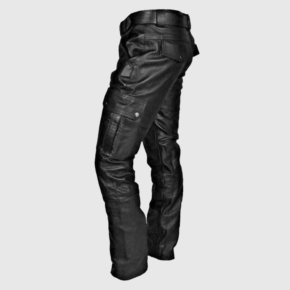 Stylische Herren Biker-Hose aus Kunstleder, Slim Fit 3