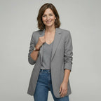 Oversize Longblazer für Damen mit großen Fronttaschen und Schulterpolstern