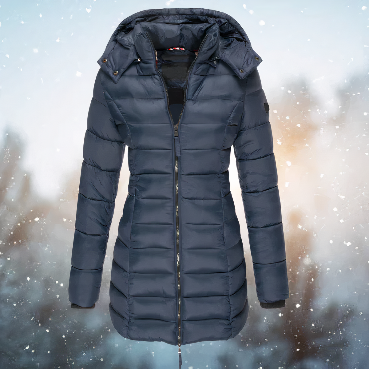 Taillierter Winter-Puffermantel für Damen