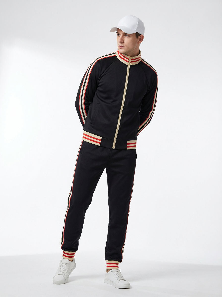 Trainingsanzug für Herren mit Reißverschluss und Bündchen an Ärmeln und Beinabschlüssen