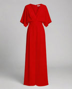 Eleganter Jumpsuit mit kurzen Ärmeln und V-Ausschnitt