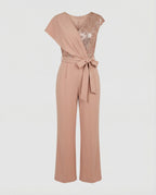 Eleganter Damen Jumpsuit im One Shoulder Schnitt mit Bindegürtel und weitem Bein