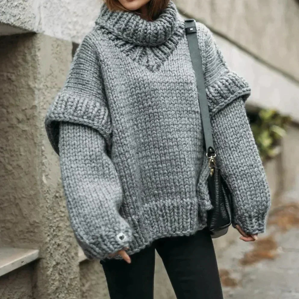 Übergroßer Rollkragenpullover für Damen aus Baumwolle 0