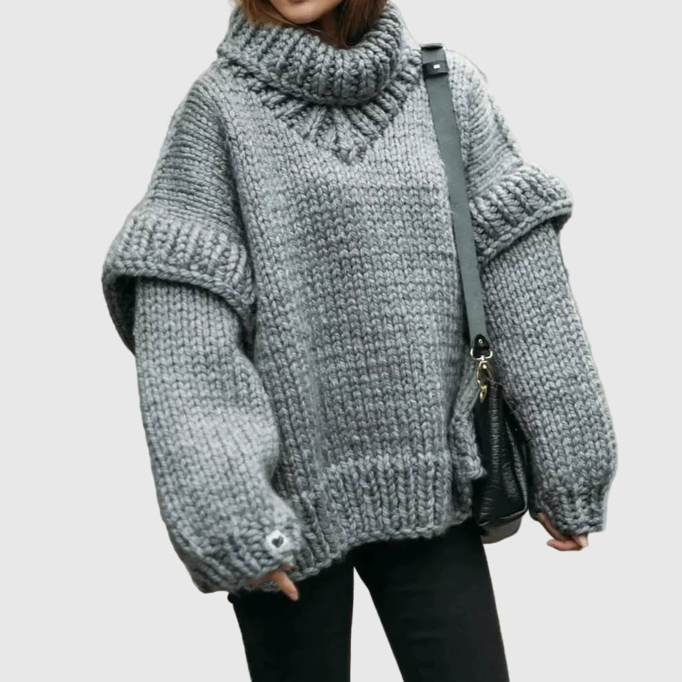 Übergroßer Rollkragen Pullover für Damen aus Wolle