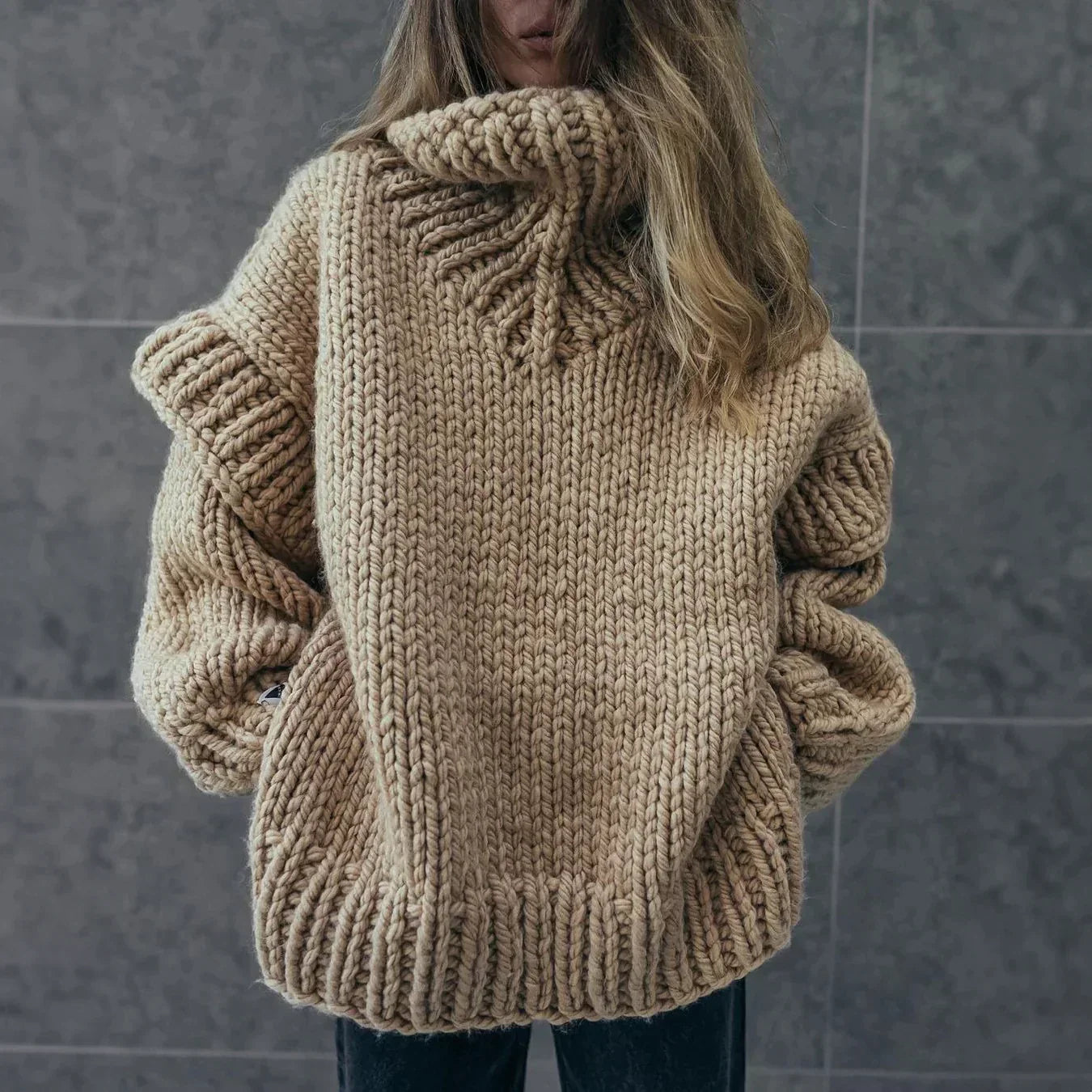 Übergroßer Rollkragenpullover für Damen aus Baumwolle 1