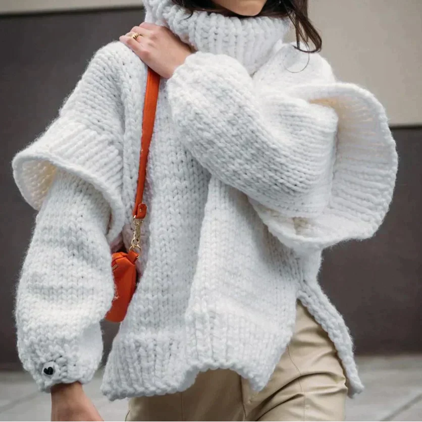 Übergroßer Rollkragenpullover für Damen aus Baumwolle 2