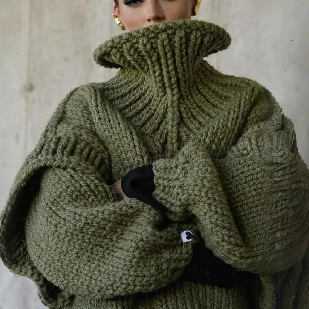 Übergroßer Rollkragenpullover für Damen aus Baumwolle 3