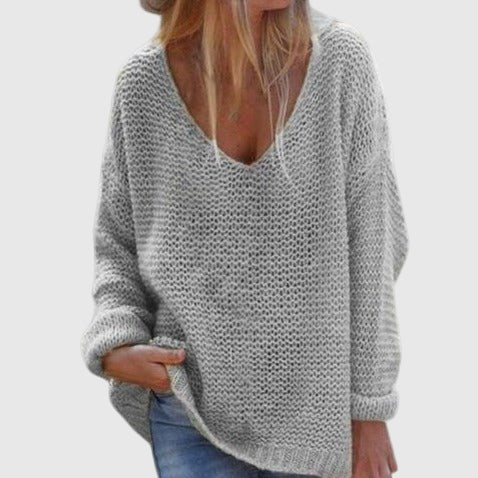 Oversized Strickpullover für Damen mit tiefem V-Ausschnitt | Grobstrick 0
