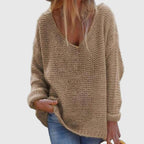 Oversized Strickpullover für Damen mit tiefem V-Ausschnitt | Grobstrick 1