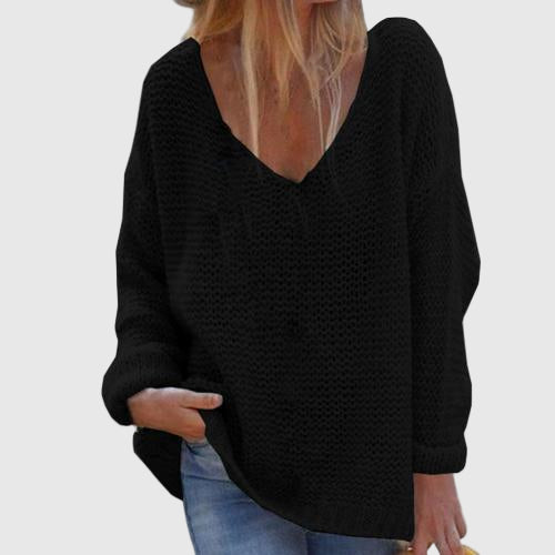 Oversized Strickpullover für Damen mit tiefem V-Ausschnitt | Grobstrick 2
