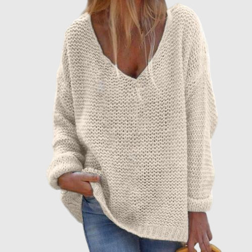 Oversized Strickpullover für Damen mit tiefem V-Ausschnitt | Grobstrick 4