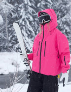 Unisex Skijacke mit Kapuze und zwei Brusttaschen mit Reißverschluss