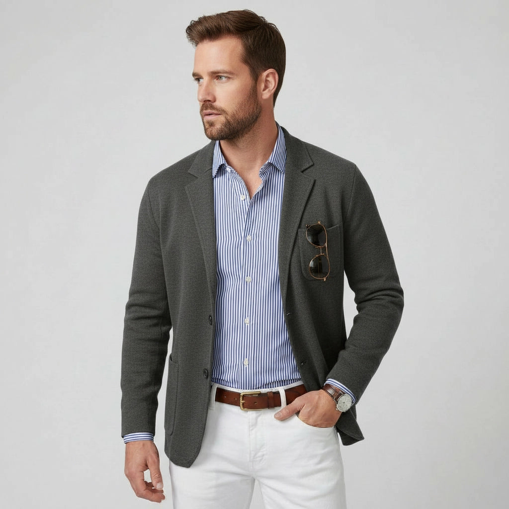 Jersey Sakko für Herren im Casual Stil mit aufgesetzten Taschen