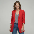 Oversize Longblazer für Damen mit großen Fronttaschen und Schulterpolstern