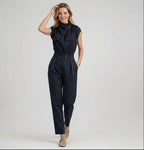 Tailliertes Damen Set aus ärmellosem Top und Hose mit hoher Taille im Jumpsuit Look