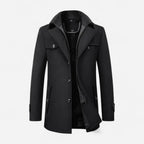 Gefütterte City-Winterjacke für Herren im Mantel-Look mit hohem Reißverschlusskragen