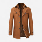 Gefütterte City-Winterjacke für Herren im Mantel-Look mit hohem Reißverschlusskragen