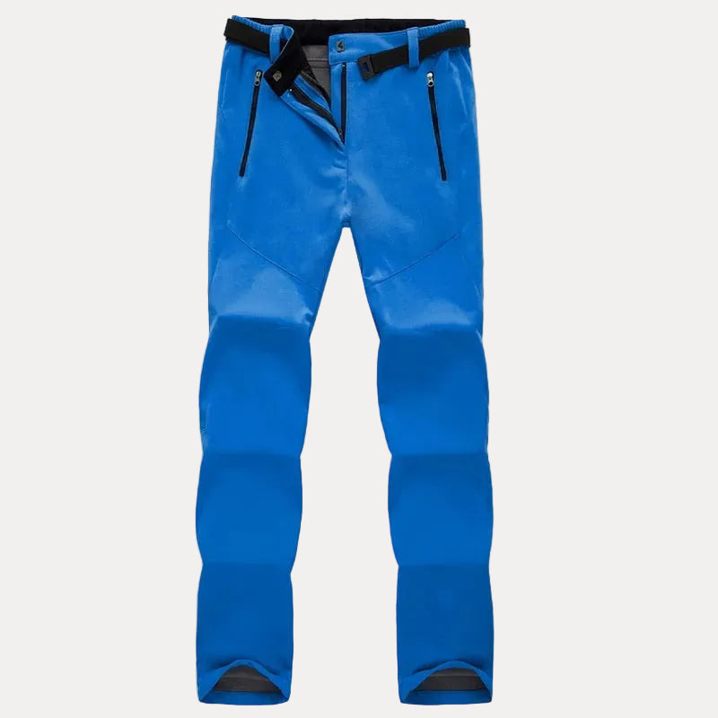 Damen-Wanderhose für Outdoor-Aktivitäten mit schwarzen Reißverschlüssen und Gürtel blau-2