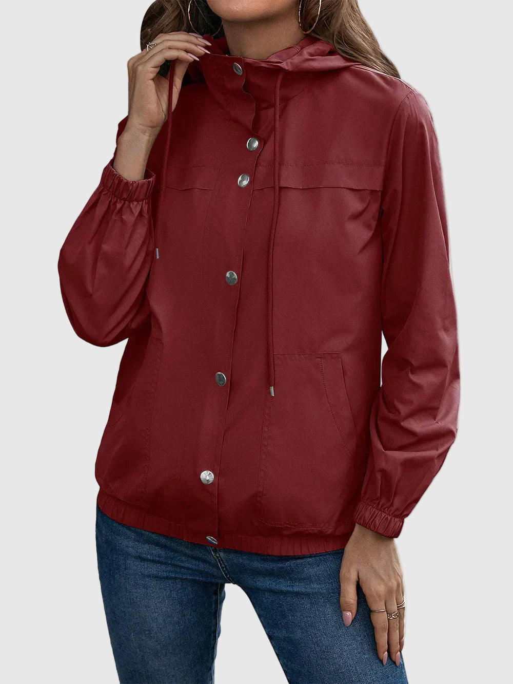 Wasser- und winddichte kurze Damen-Regenjacke 0