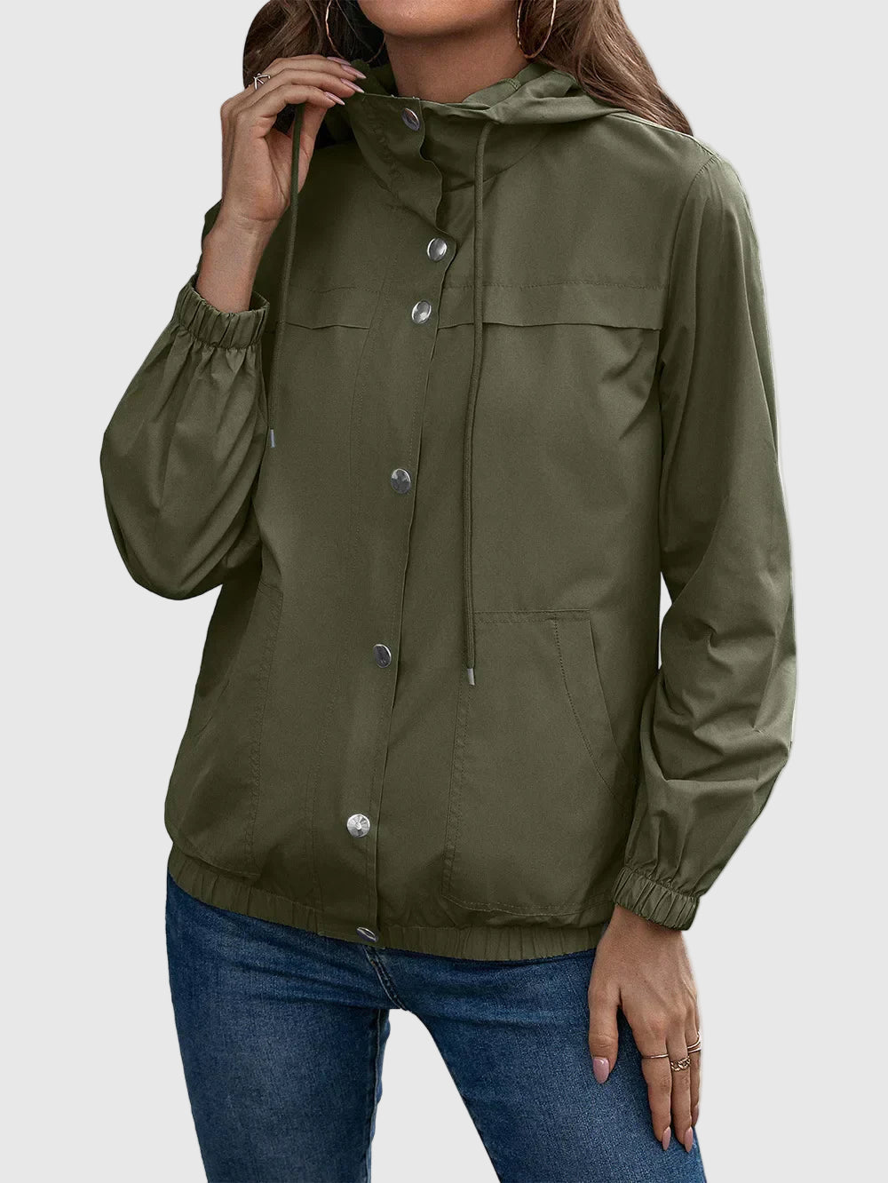 Wasser- und winddichte kurze Damen-Regenjacke 1