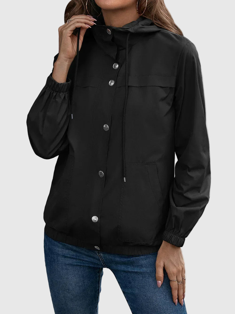 Wasser- und winddichte kurze Damen-Regenjacke 3