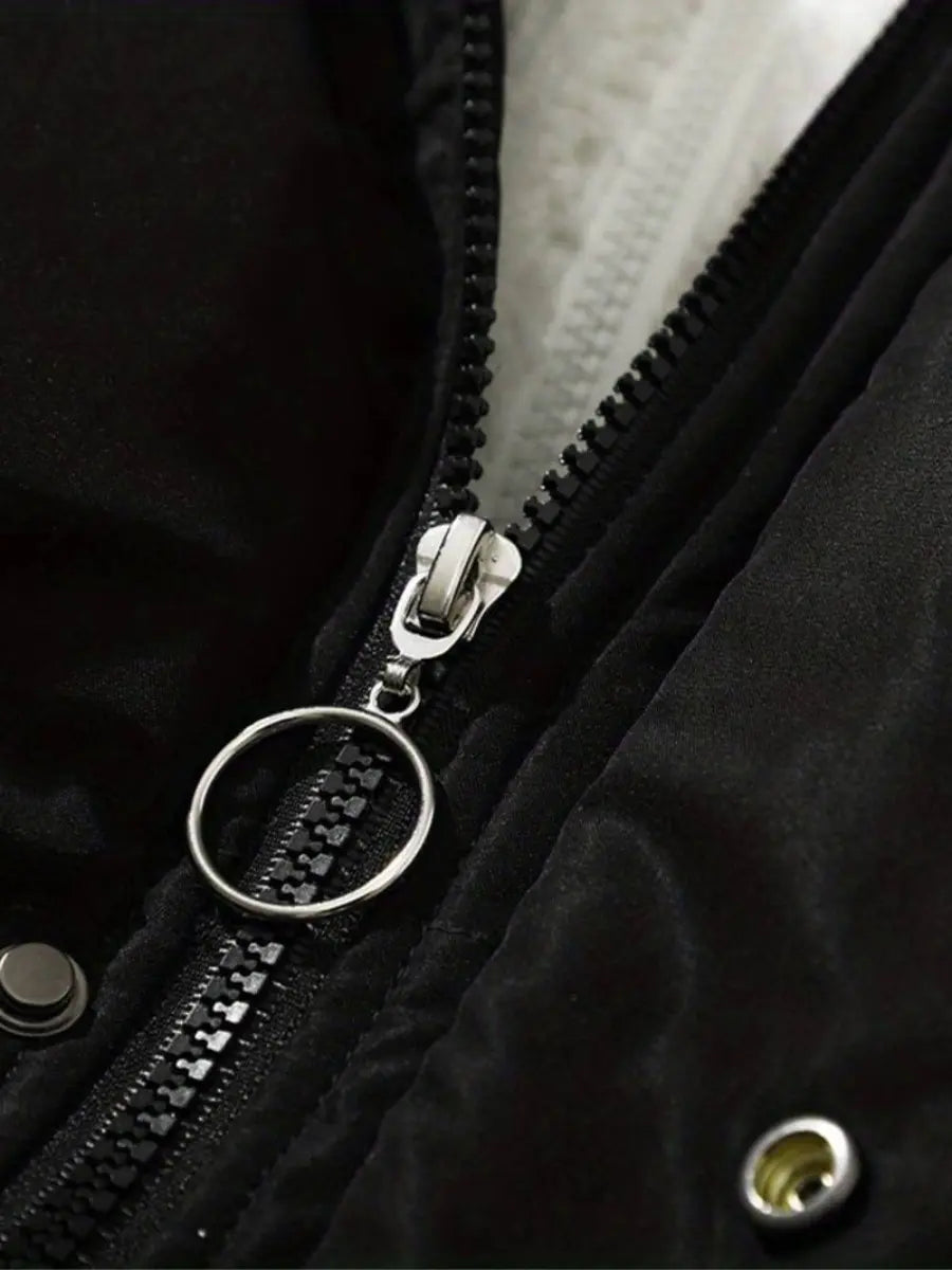 Puffer Winterjacke mit Fleece-Futter und Kapuze für Damen