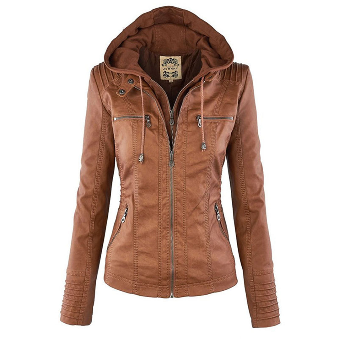 Kurze Damenjacke mit abnehmbarer Kapuze | Elegante Übergangsjacke 0