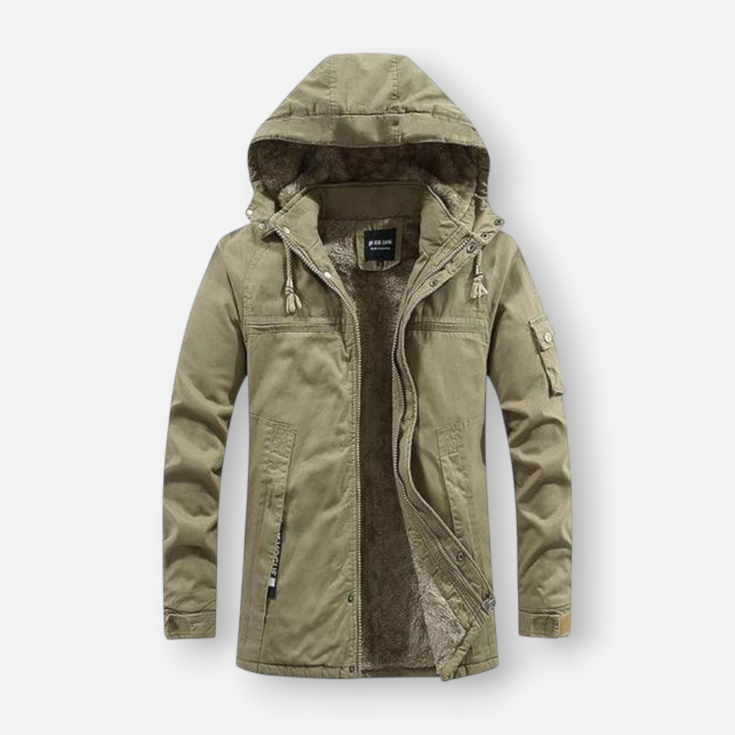 Warme Winterjacke für Herren aus robustem Obermaterial mit gefütterter Kapuze