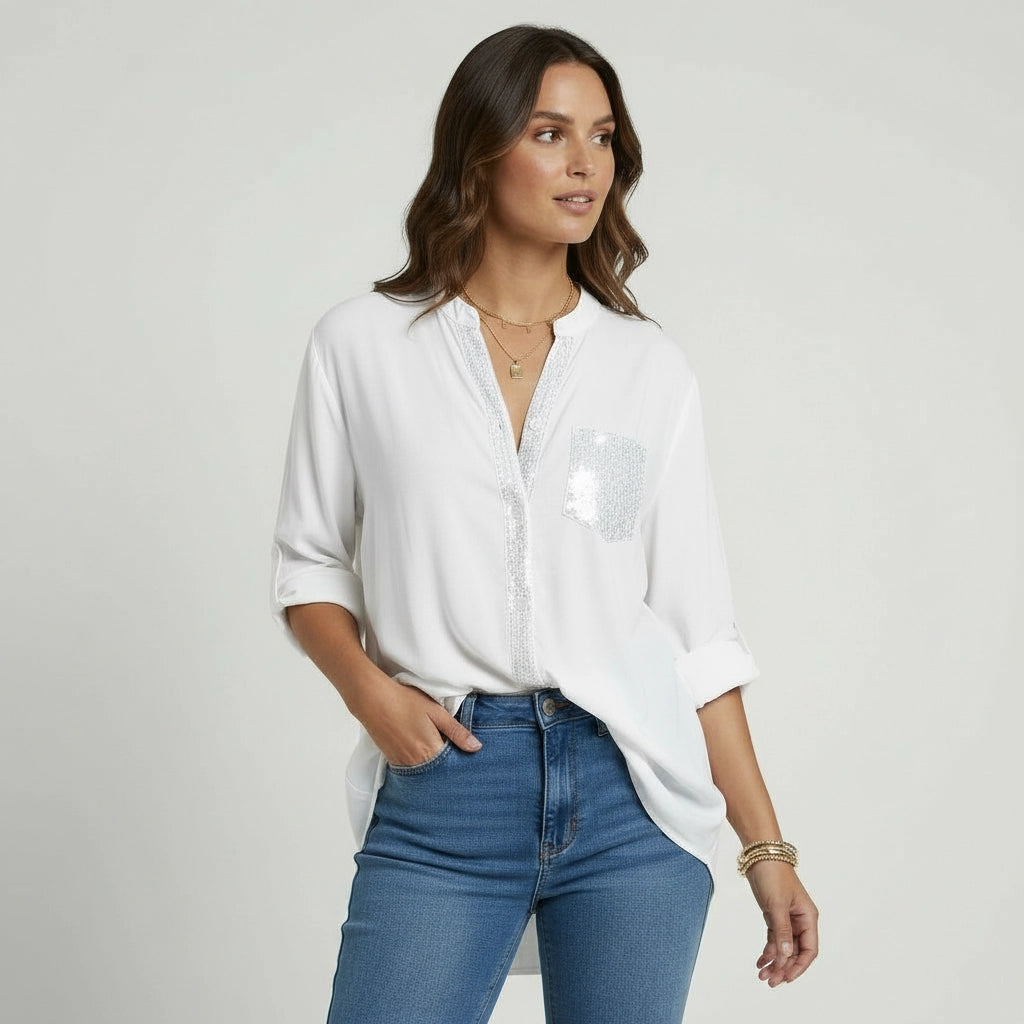Casual Bluse für Damen ohne Kragen
