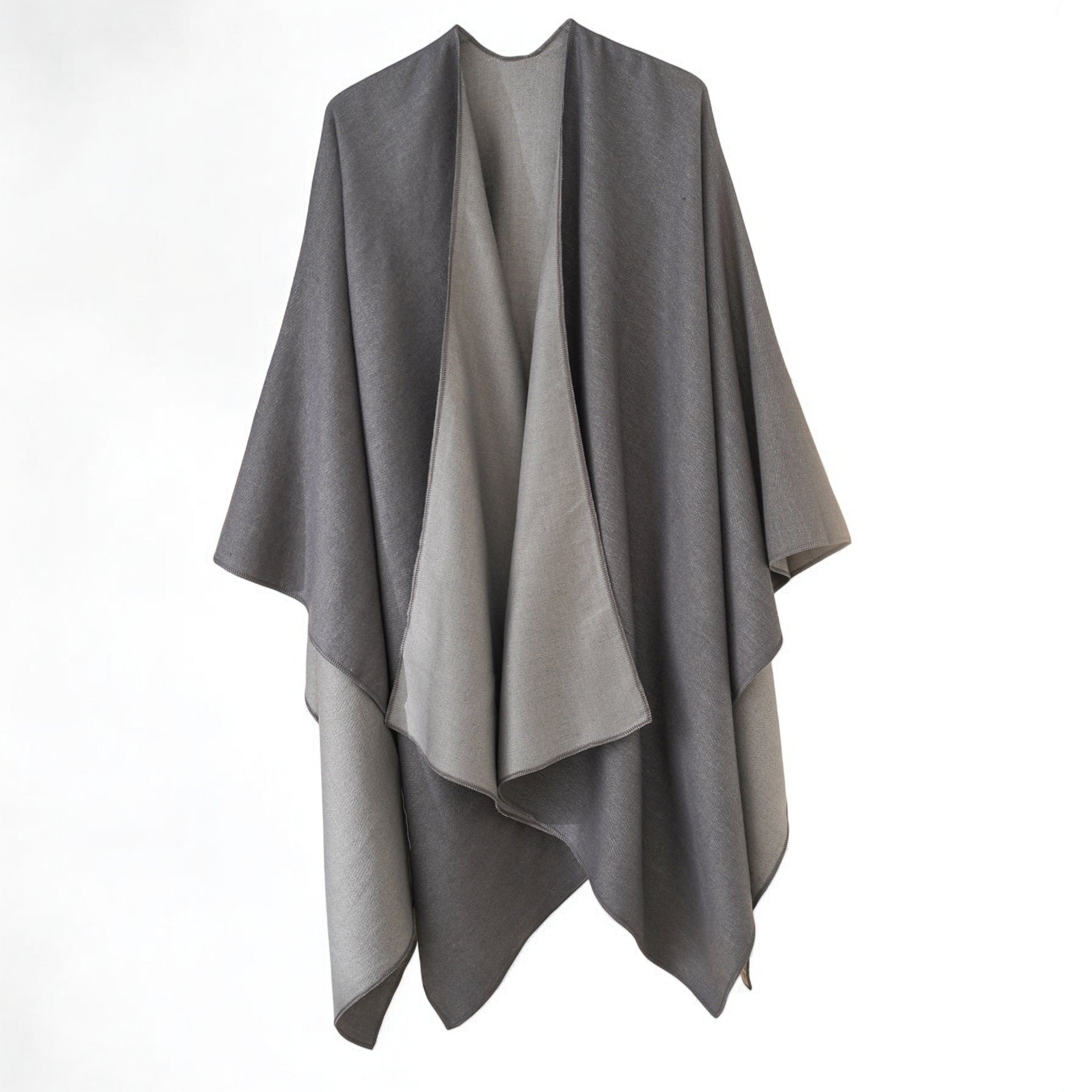 Feinstruktur Poncho für Damen mit Kontrastkante