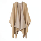 Feinstruktur Poncho für Damen mit Kontrastkante