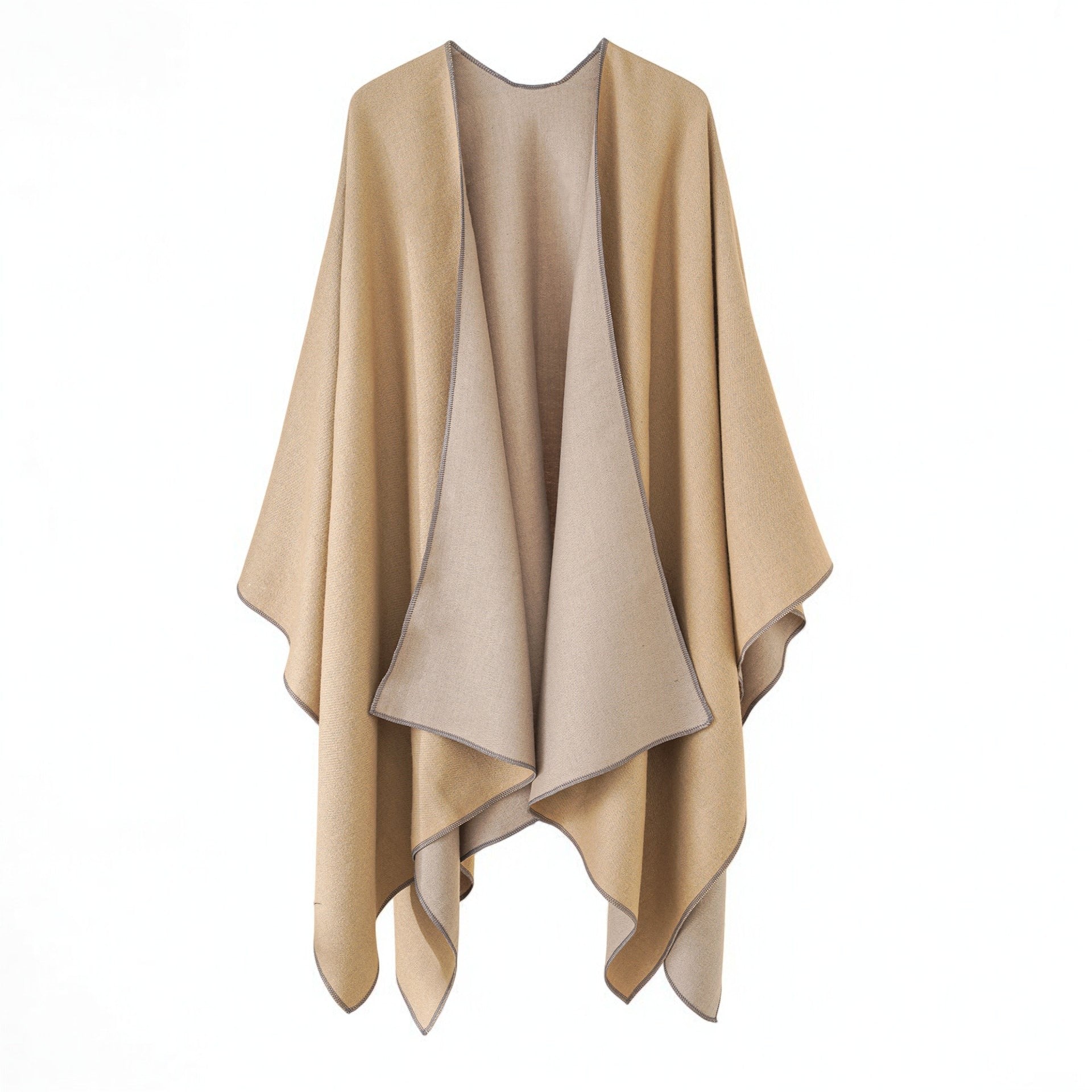 Feinstruktur Poncho für Damen mit Kontrastkante